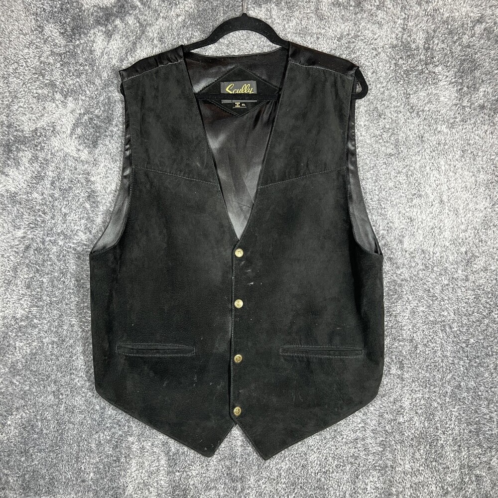 Scully Vest Mens XL Black Western Suede Leather Dress Waistcoat Style 504 Cowboy